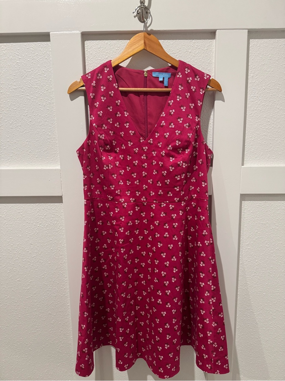 Draper James Fuchsia Floral V-Neck Fit & A-Line Dress